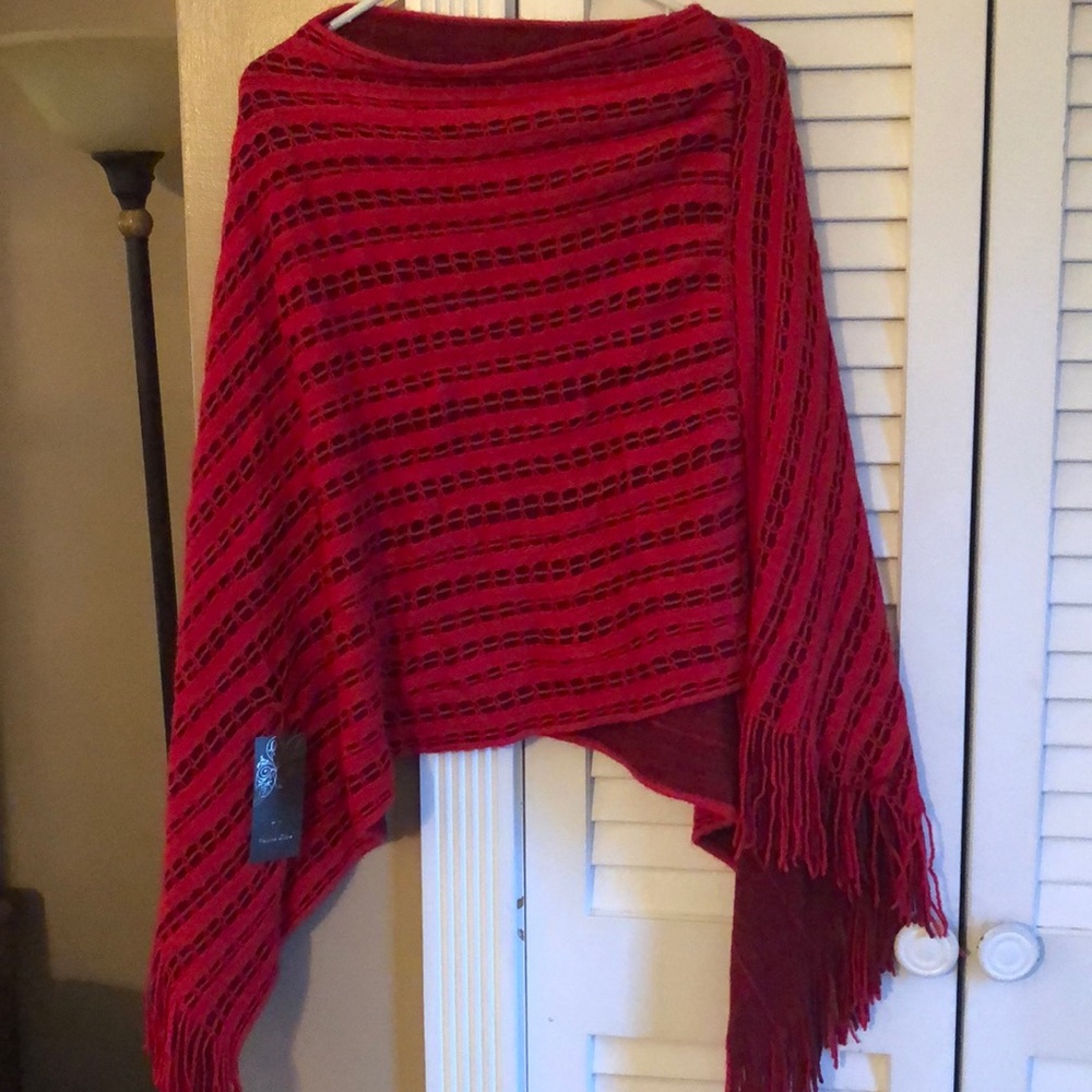 NWT Red sweater poncho